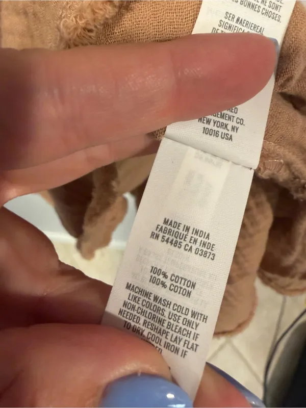 Aerie Cotton Textured Tie-Front Tiered Mini Dress‎ in Camel - Image 3