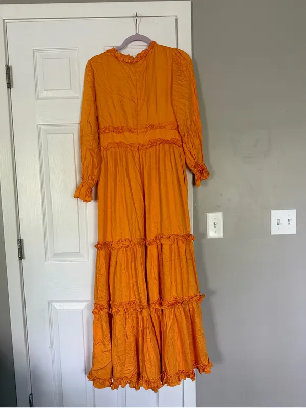 Free People x BTFL Life Coral Orange Bohemian Boho Maxi Dress Loose Flowy NWT - Image 8