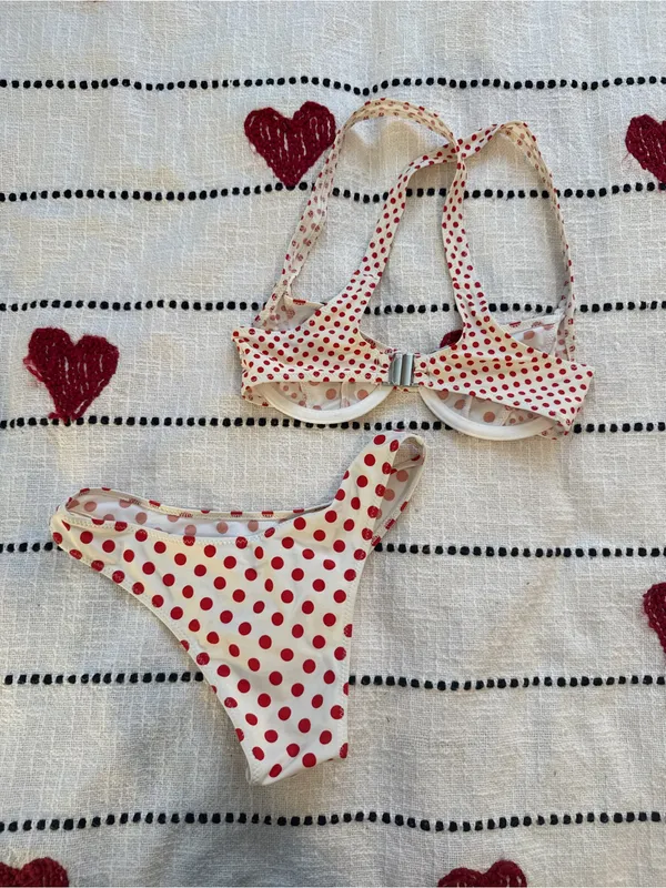 Miaou Cream Bikini with Red Polka Dot Print - Image 4