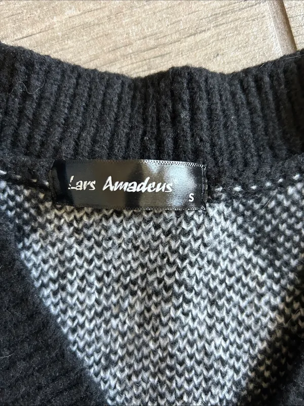 Black & White Argyle V-Neck Sweater Vest - Image 2