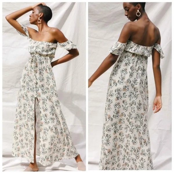 Yireh Lina maxi‎ dress in magnolia Sz M off the shoulder Sz M - Image 2