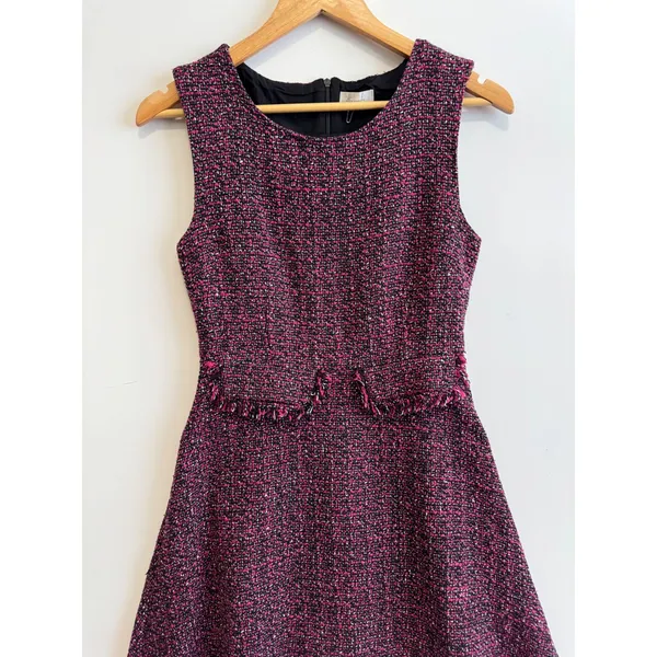Otto Mode Dress Size 8‎ Pink Black Tweed Sleeveless Fringed Mini - Image 6