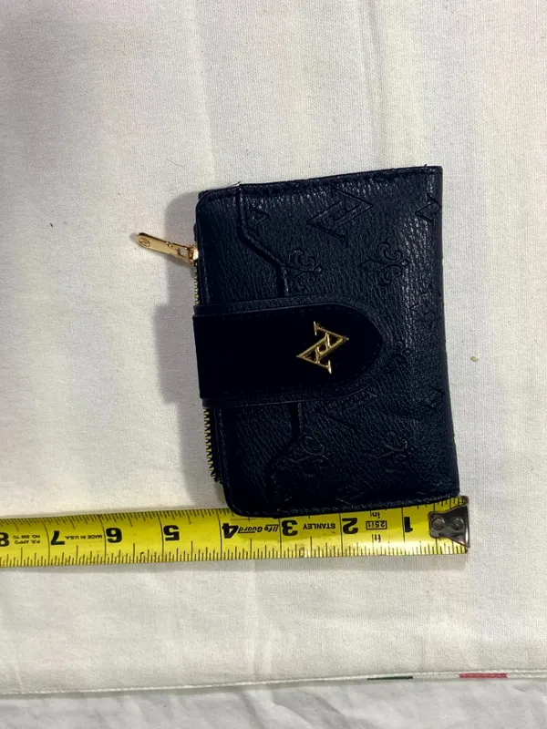 Adrienne Vittadini Black Zip Around Wallet Faux Leather Snap Closure - Image 3