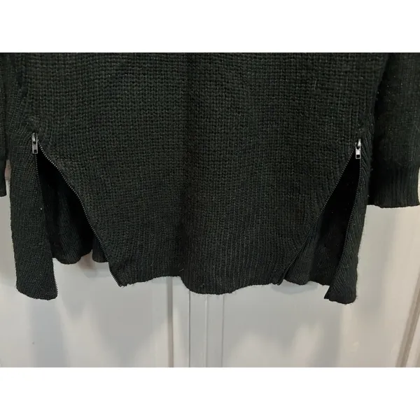 Mossimo Sweater Mini Knit Dress Zipper Detail Size Large Round Neck Black‎ - Image 2