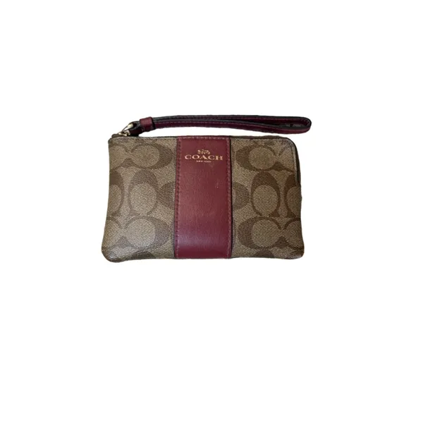 Coach Signature Canvas Red Stripe Wristlet One Size - Image 2