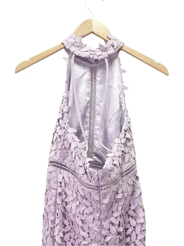 NWT Bardot Gemma Dress US 6 Orchid Purple Lace Halter Open Back Cocktail Wedding - Image 6