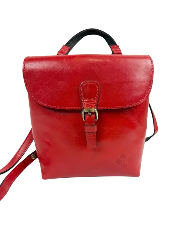 Patricia Nash Small Vatoni Convertible Leather‎ Backpack Papaya Red Leather - Image 3