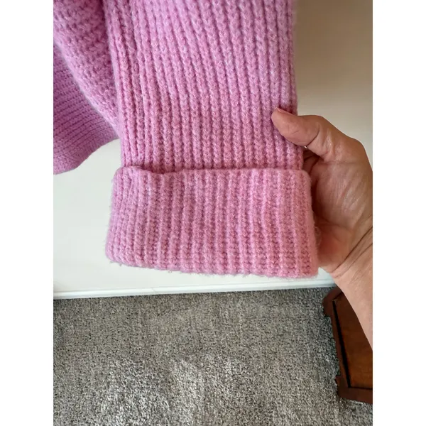 Pilcro Long Sleeve Knitted Cowl Neck Pullover Sweater Pink Women's Size Large - Image 3