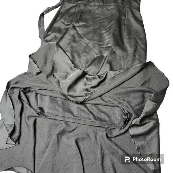 Lulus Black Tie‎ Optional Satin Ruffled Midi Dress - Image 8