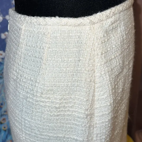 Vintage Ann Taylor Size 4 Wool Blend Cream Skirt - Image 5