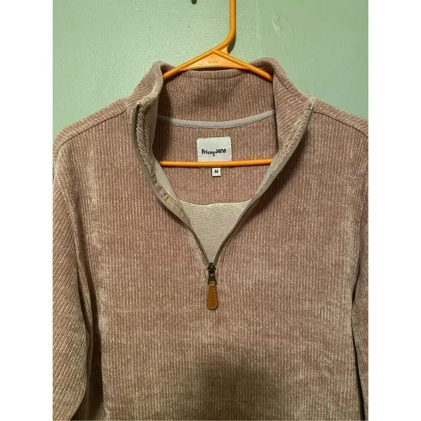 Prissy Jane Brown Beige 1/4 Zip Pullover Size Medium Tan - Image 4