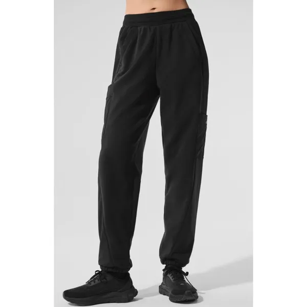 Alo Polar Fleece Wintry Mix Pant Black High-Rise Waist Fleece Fuzzy Warm Joggers - Image 3