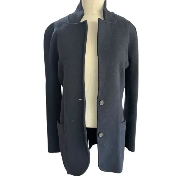 J.Crew Mercantile Knit Blazer Sweater Jacket Black Soft Cotton Size XS Cardigan - Image 12