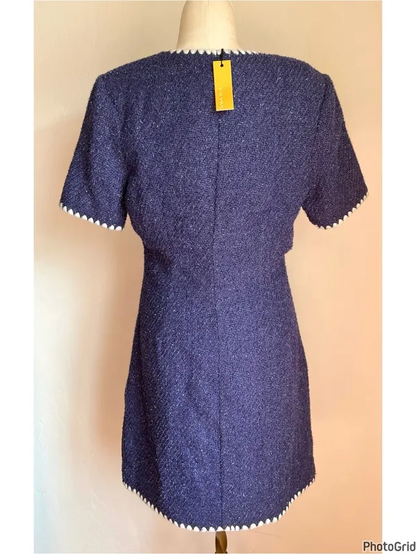 Lilly Pulitzer Alexis Admor Jaiya Navy Tweed Shift Dress Preppy Size 4 - Image 3