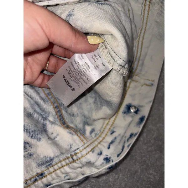 Free People Rumor Denim Jacket Tie Dye Blue Size Med For Women - Image 5