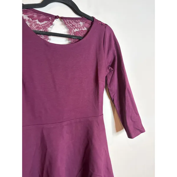 Lulus burgundy lacy open back skater dress - Image 3