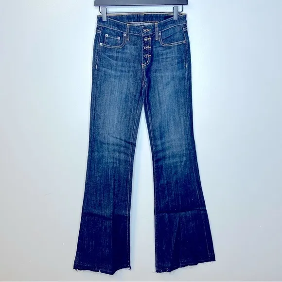 Carmar Flare Jordan Stretch Mid Rise Dark Wash Button Fly‎ Jeans Size 26 NWT - Image 3