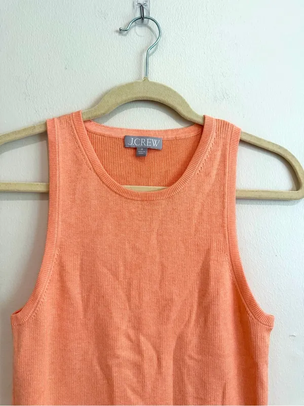 J.Crew Sweater Tank Orange Ribbed Silk Blend Style Preppy Summer Size M - Image 4