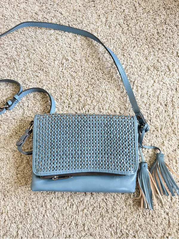Patricia Nash Corfu Woven Crossbody in Dusty Blue - Image 2