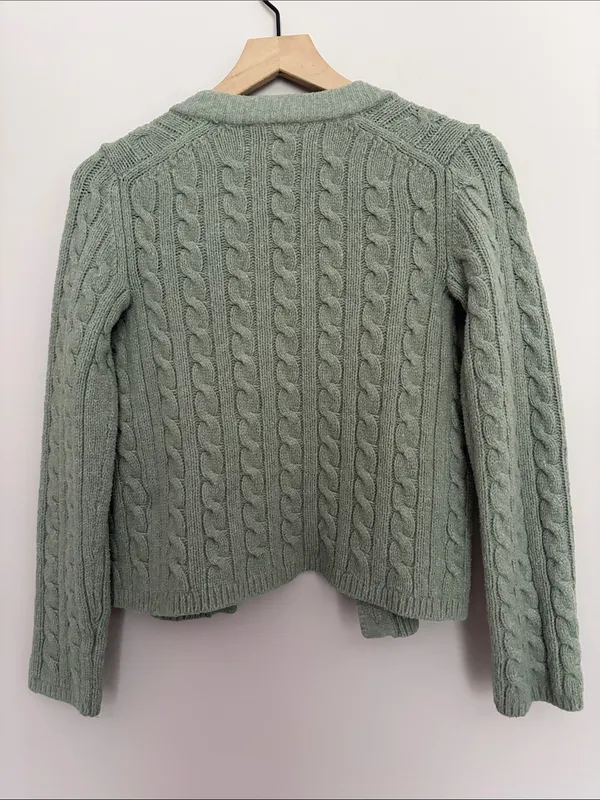 Abercrombie & Fitch Button Up Cable Knit Cardigan Dark Sage Small - Image 6