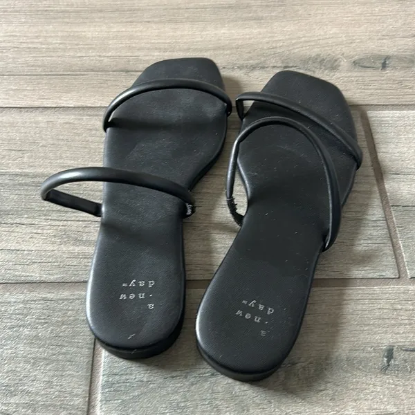 A New Day Black Minimalist Sandals with Sleek Straps - Image 3