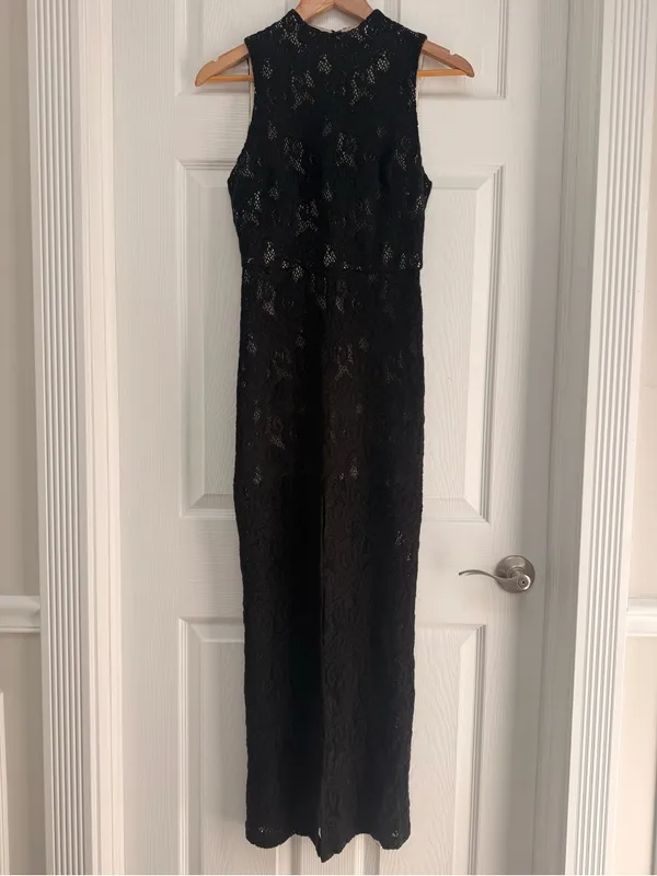 Alice + Olivia Gisela High Neck Long Lace Sleeveless Black Maxi Dress 2‎ - Image 3