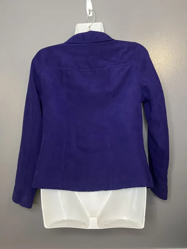 Studio Works Jacket Womens 4P Purple Faux Suede Zip Front Lined Pockets Petite - Image 5