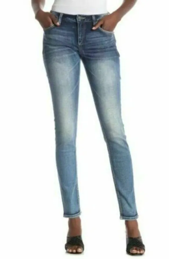 NEW Sz 26/2 MISS ME JEANS WOMEN SKINNY MID RISE FLAP BUTT POCKETS MEDIUM DARK - Image 4