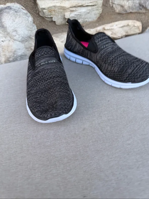 U.S. Polo Assn. Women's Black Knit Slip-On Sneakers size 6.5 - Image 8