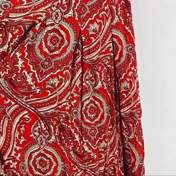 UO Staring At Stars Women’s Lightweight‎ Red Paisley Wide Leg Boho Pants Size 2 - Image 8