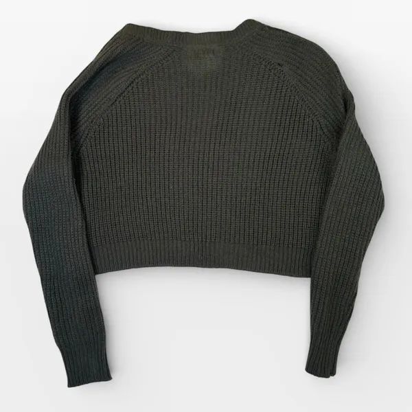 Takeout Women's Dark Green Knit Button Down Cardigan Sweater MEDIUM - Image 4