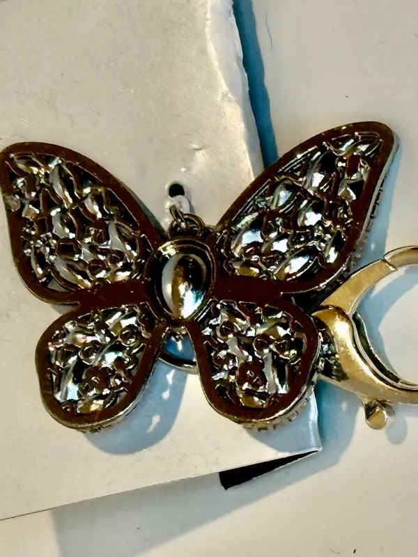 NEW Colorful Crystal Butterfly Bag Charm Keychain NWT - Image 2