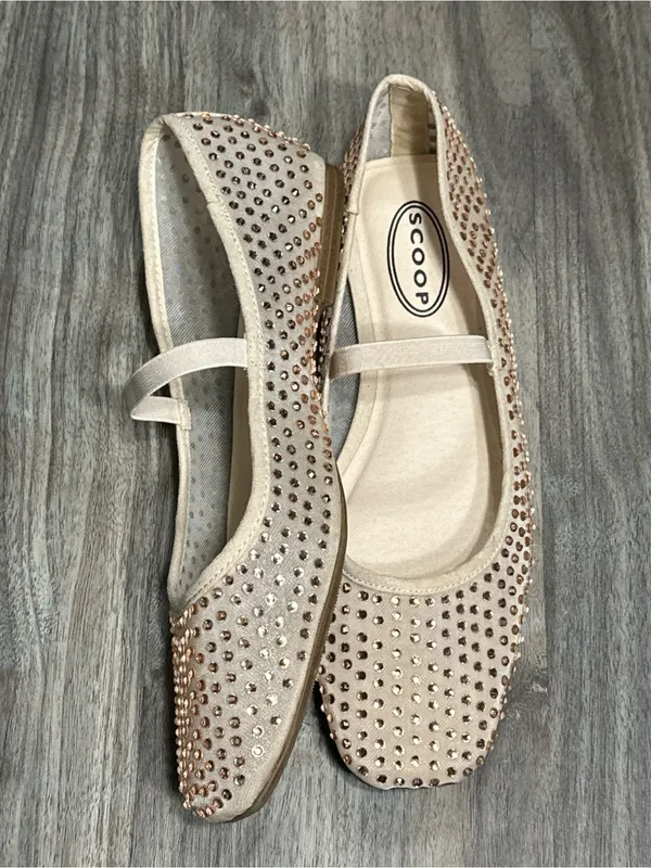 Scoop Embellished Mary Jane Flats in Light Beige - Image 8