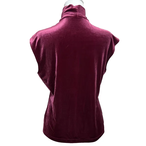 Limited Velvet Mock Neck Sleeveless Top‎ L Burgundy Y2K Whimsigoth Chic Evening - Image 2