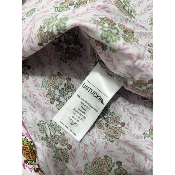 UNTUCKit Carrie Cotton Raglan Sleeve Blouse Pink Green Floral Medallion Size M - Image 6