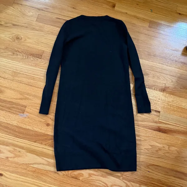J.Crew 100% Cashmere Sweater Dress XS Black Long Sleeve Crew Neck Shift Mini - Image 3