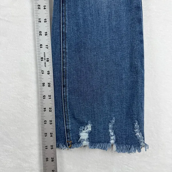 Risen Jeans Womens Size 1/25 Distressed High Rise Straight‎ Leg Raw Hem RDP1481 - Image 6
