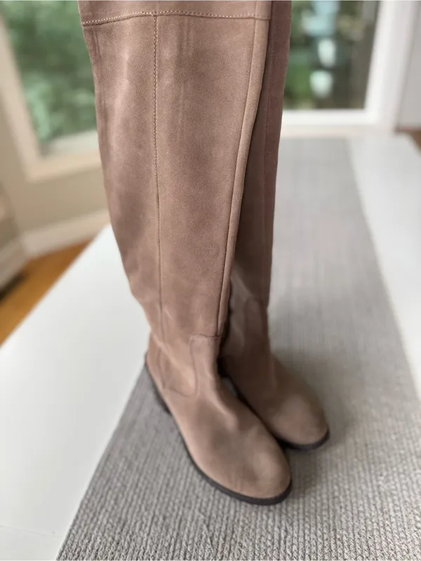 Seychelles Taupe Suede Over-the-Knee Block Heel Boots Sz 8 - Image 5