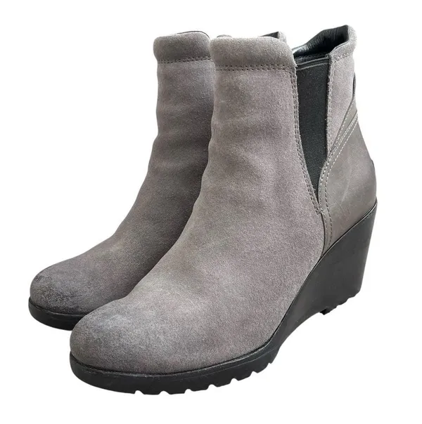 Sorel After Hours Chelsea Boots Women’s Size 10 Suede Leather Gray Wedge Heel - Image 3