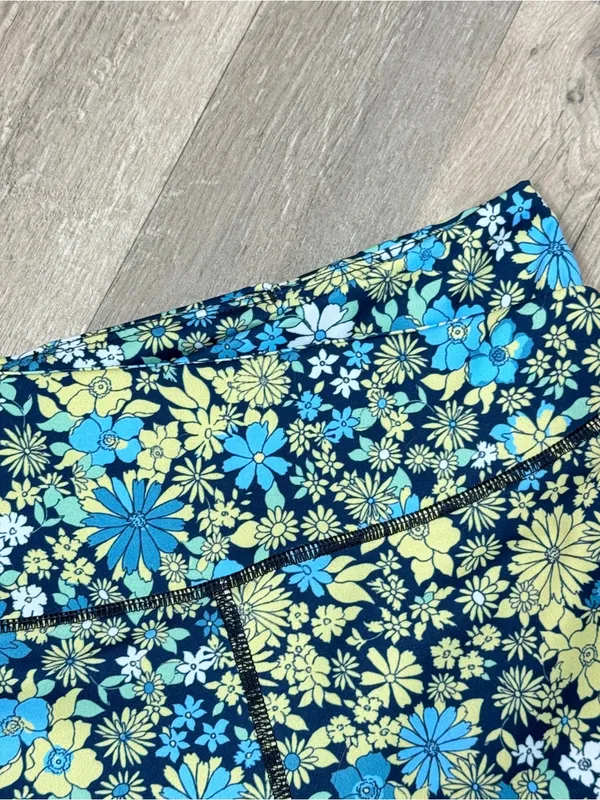 Free People Movement Lose Control Floral‎ Wrap Waist Leggings Blue Small Boho - Image 5