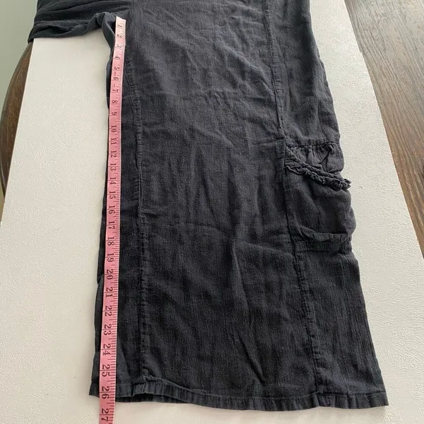 Soft Surroundings Black Linen Blend Wide Leg Cargo Pants Women’s L Boho Resort - Image 7