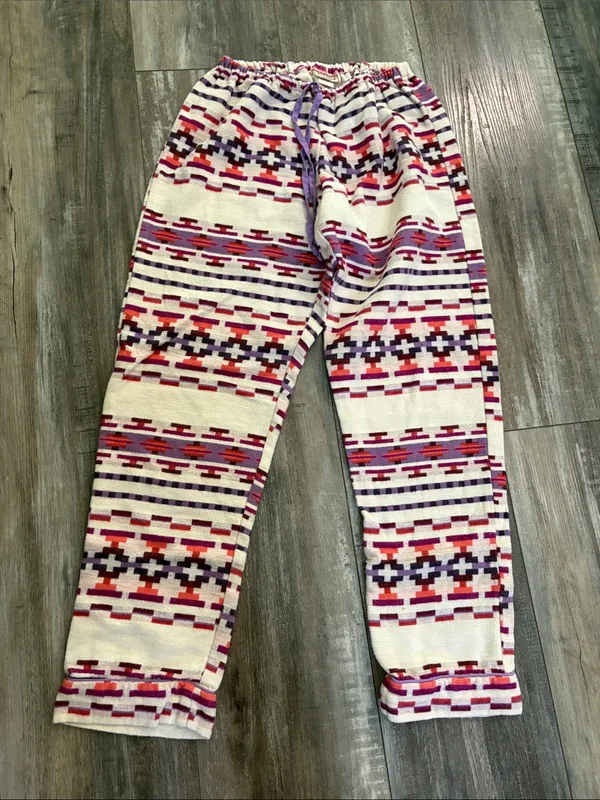 BedHead Aztec Print Flannel Pajama Set Small White - Image 3