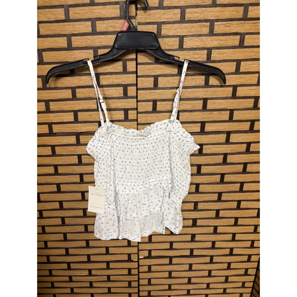 Free Assembly White Floral Smocked Tank Top‎ Size Medium - Image 3
