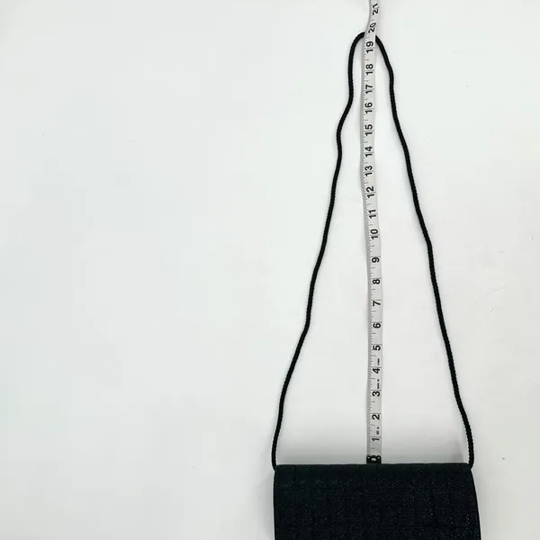 Clutch Purse Evening Bag Shoulder Strap Small Flap Black Shimmer Sparkle Prom - Image 8