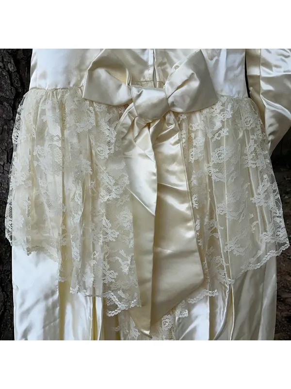 Vintage 50s Wedding Dress Ivory Lace Satin - Image 11