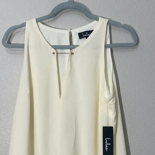 Lulus Near Or Bar Cream Shift Dress Nwt Woman's Size Medium Spring - Image 4