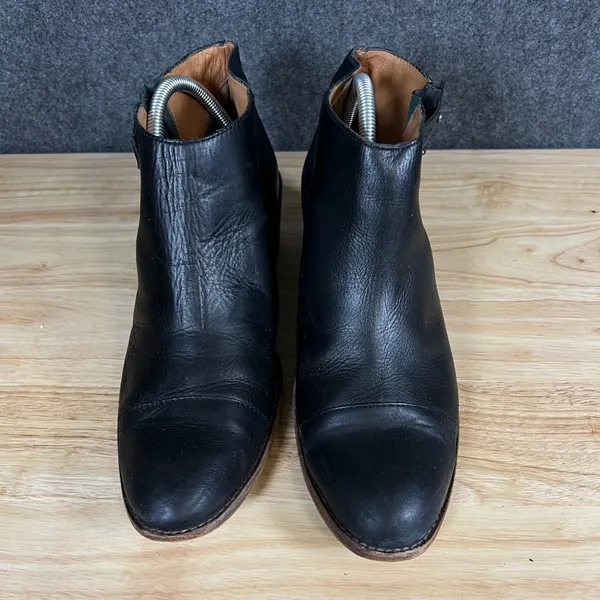 Madewell Black Leather Cap Toe Ankle Boots Side Buckle B8034 Size 11 - Image 2