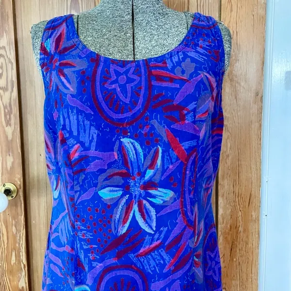 Vintage Rainbow Jo Tropical Vibrant Floral Hawaiian Resort Dress Sz Medium💛 - Image 4