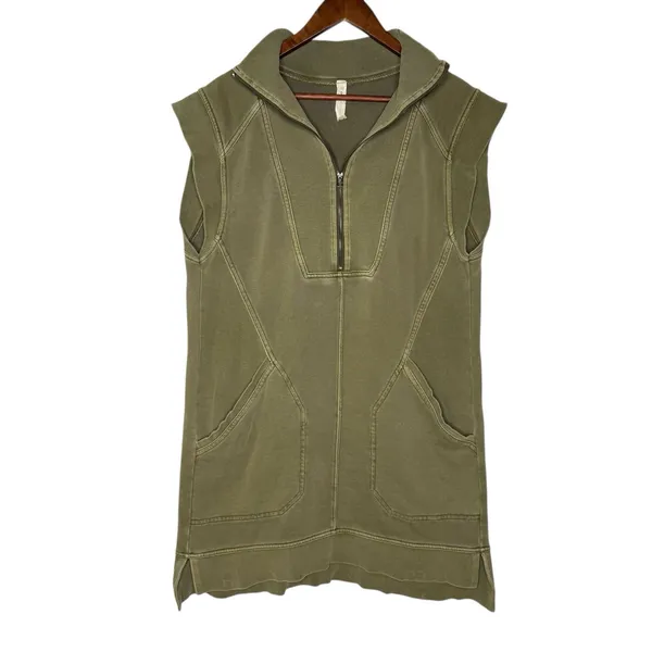 Daily Practice Anthropologie Large Meru Zip‎ Front Mini Dress Women's Olive - Image 4