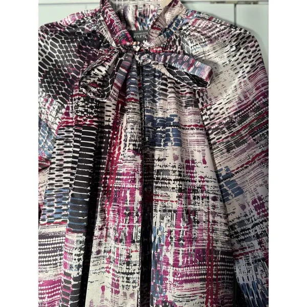 Adrianna Papell Women's Plaid Jabot Shift‎ Dress Purple Size 14 - Image 3